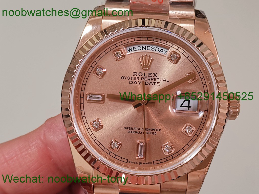 Replica Rolex DayDate 128235 Heavy Gain Weight Rose Gold QF 1:1 Best SuperClone RG Dial President 