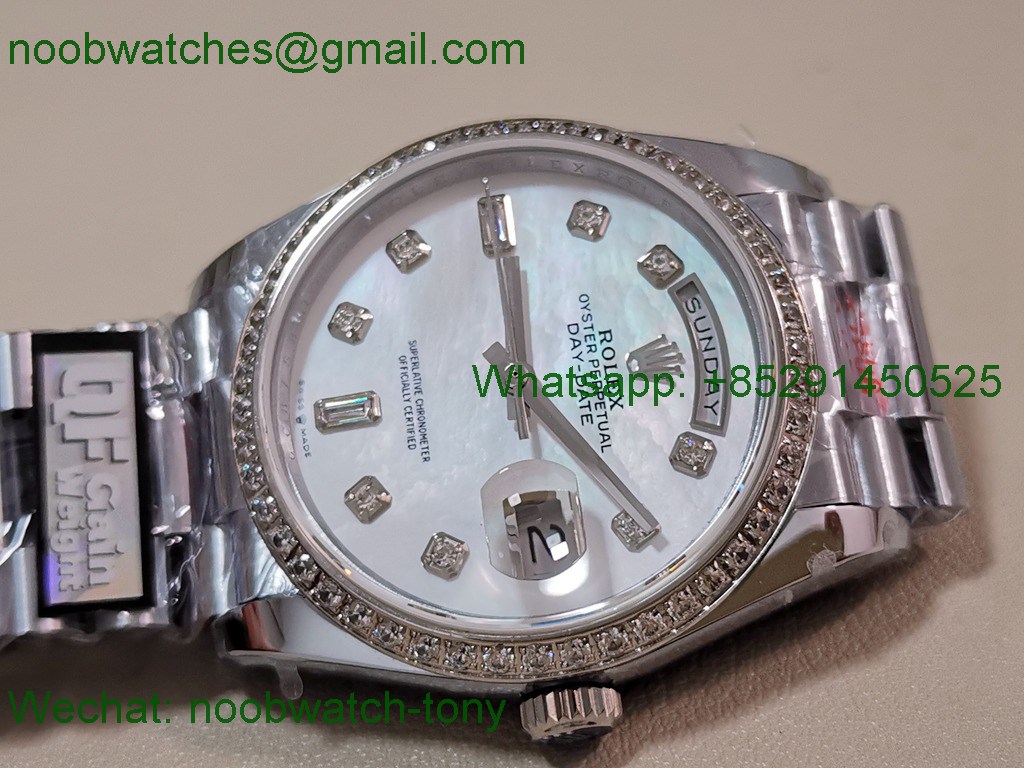 Replica Rolex Day Date 128239 Gain Weight Heavy QF 1:1 Best SuperClone MOP Dial President Bracelet