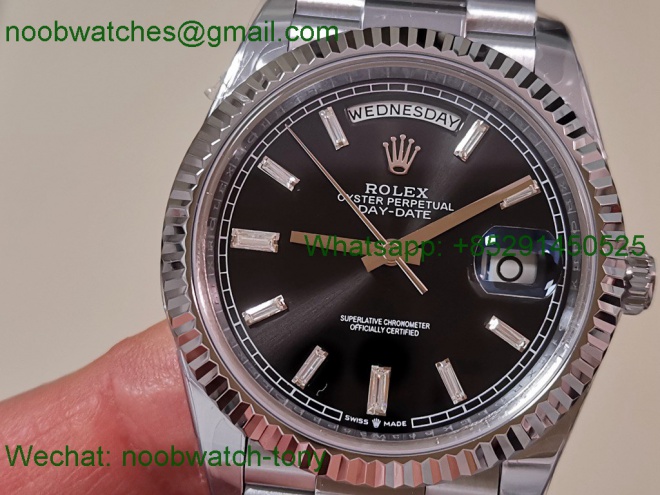 Replica Rolex DayDate 40mm QF 1:1 Best SuperClone Heavy Gain Weight Black Dial President A2836 V5