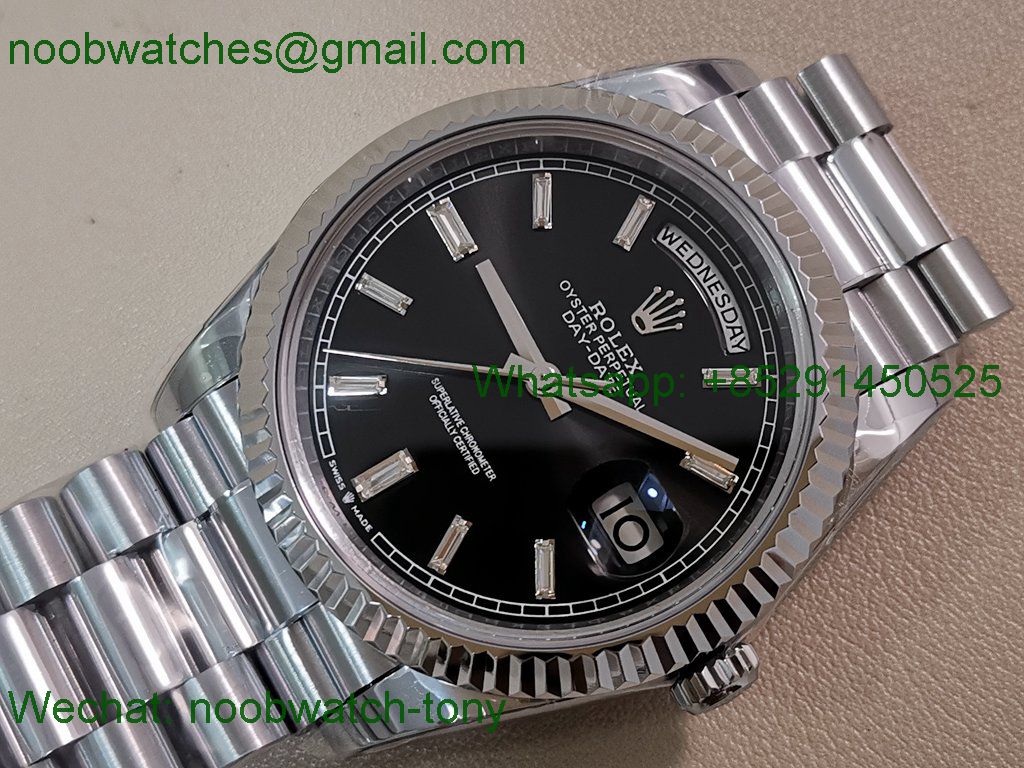 Replica Rolex DayDate 40mm QF 1:1 Best SuperClone Heavy Gain Weight Black Dial President A2836 V5