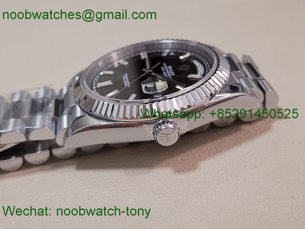 Replica Rolex DayDate 40mm QF 1:1 Best SuperClone Heavy Gain Weight Black Dial President A2836 V5
