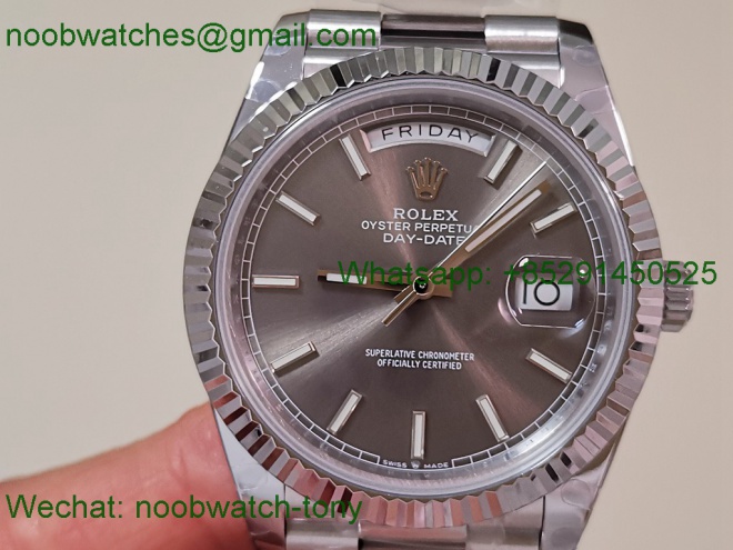 Replica Rolex DayDate 40mm QF 1:1 Best SuperClone Heavy Gain Weight Gray Dial President A2836 V5