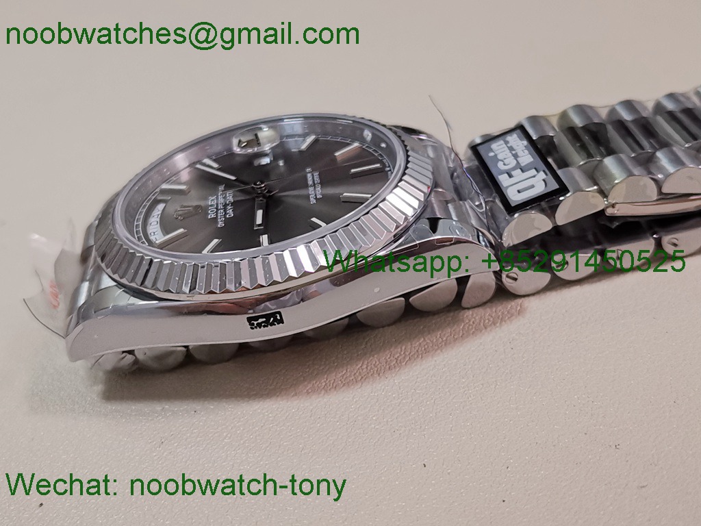 Replica Rolex DayDate 40mm QF 1:1 Best SuperClone Heavy Gain Weight Gray Dial President A2836 V5