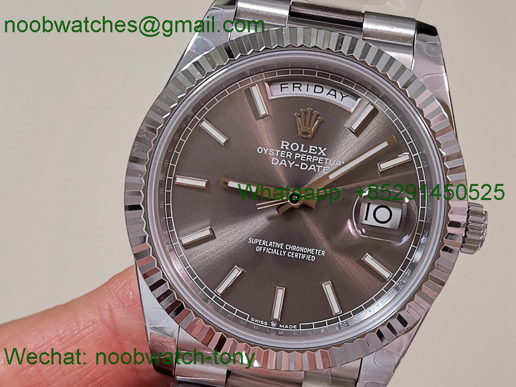 Replica Rolex DayDate 40mm QF 1:1 Best SuperClone Heavy Gain Weight Gray Dial President A2836 V5
