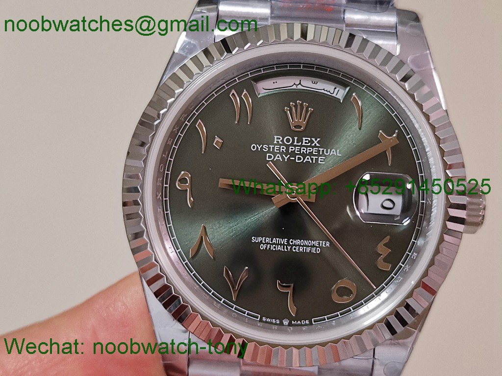 Replica Rolex DayDate 40mm QF 1:1 Best SuperClone Heavy Gain Weight Green Dial President A2836 V5