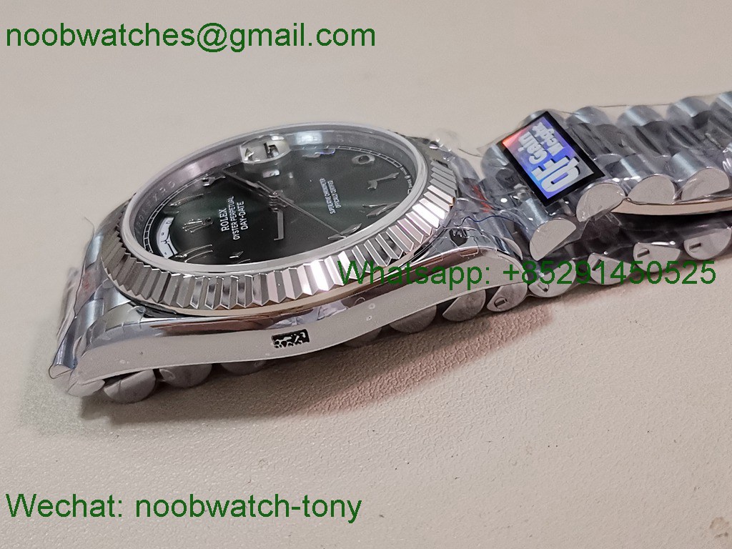 Replica Rolex DayDate 40mm QF 1:1 Best SuperClone Heavy Gain Weight Green Dial President A2836 V5