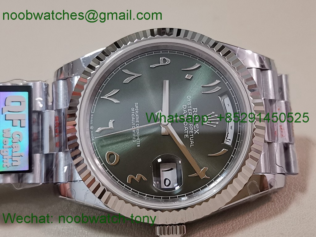 Replica Rolex DayDate 40mm QF 1:1 Best SuperClone Heavy Gain Weight Green Dial President A2836 V5