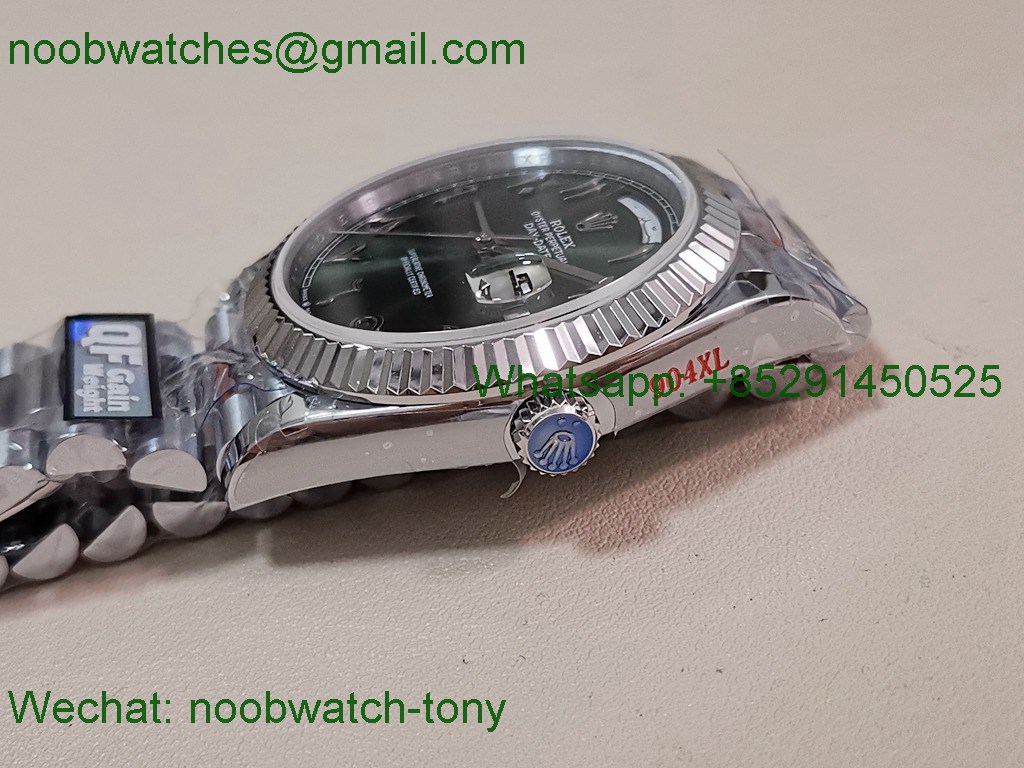 Replica Rolex DayDate 40mm QF 1:1 Best SuperClone Heavy Gain Weight Green Dial President A2836 V5