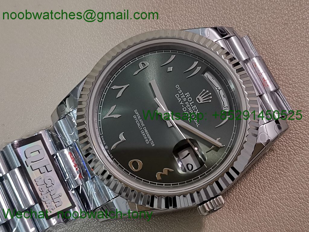 Replica Rolex DayDate 40mm QF 1:1 Best SuperClone Heavy Gain Weight Green Dial President A2836 V5