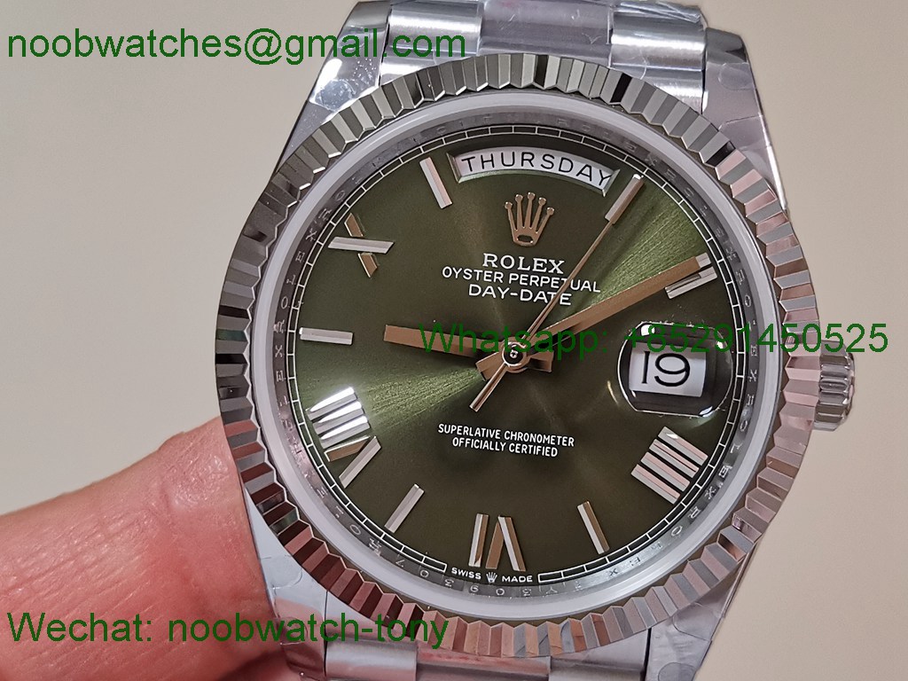 Replica Rolex DayDate 40mm QF 1:1 Best SuperClone Heavy Gain Weight Green Dial President A2836 V5