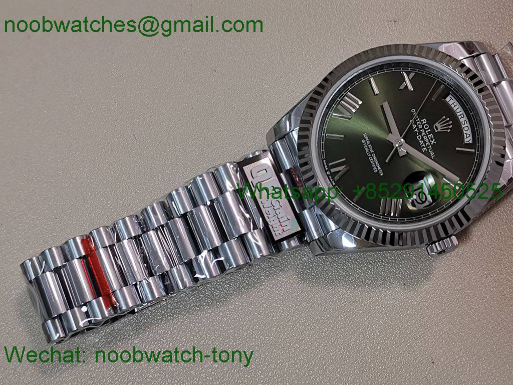 Replica Rolex DayDate 40mm QF 1:1 Best SuperClone Heavy Gain Weight Green Dial President A2836 V5