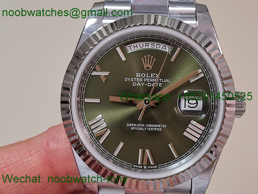 Replica Rolex DayDate 40mm QF 1:1 Best SuperClone Heavy Gain Weight Green Dial President A2836 V5