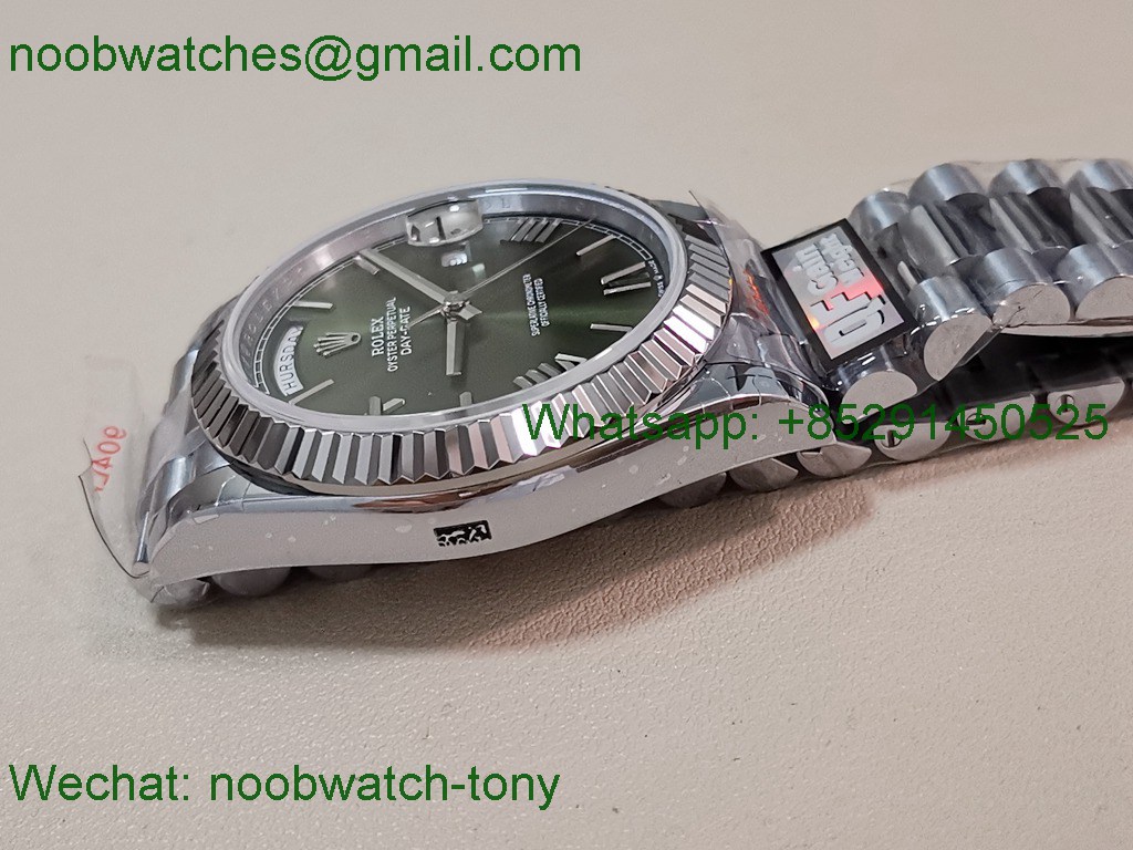 Replica Rolex DayDate 40mm QF 1:1 Best SuperClone Heavy Gain Weight Green Dial President A2836 V5