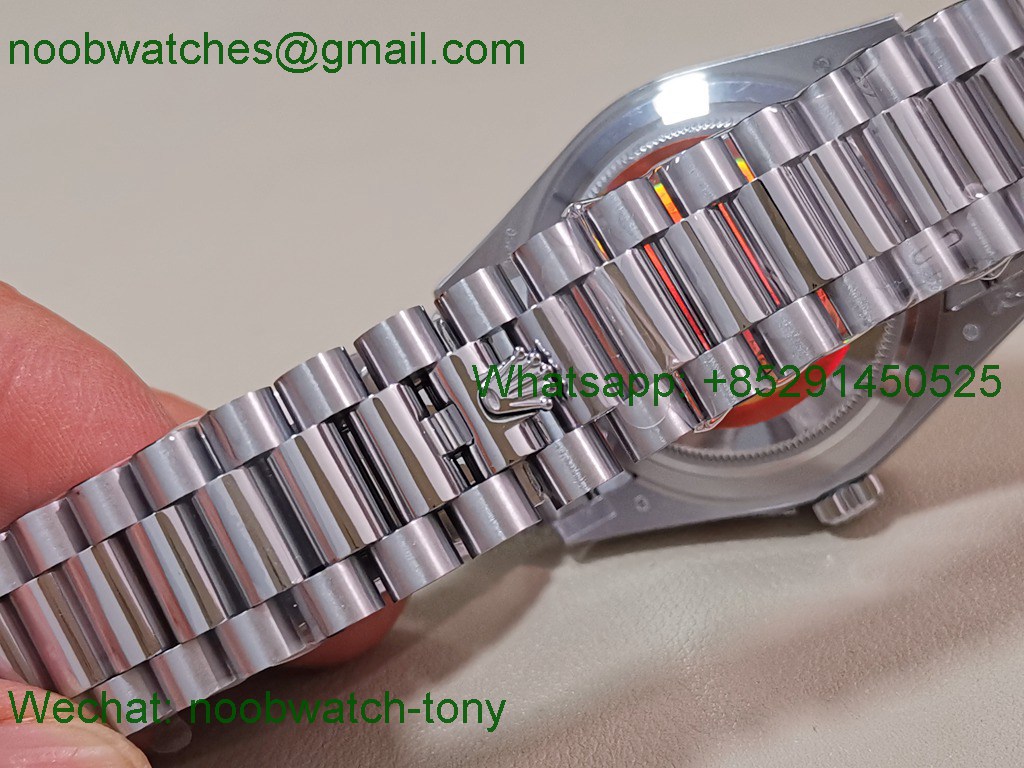 Replica Rolex DayDate 40mm QF 1:1 Best SuperClone Heavy Gain Weight Ice Blue Roman Dial President A2836 V5
