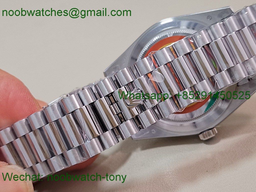 Replica Rolex DayDate 40mm QF 1:1 Best SuperClone Heavy Gain Weight Ice Blue Diamond Bezel President A2836 V5