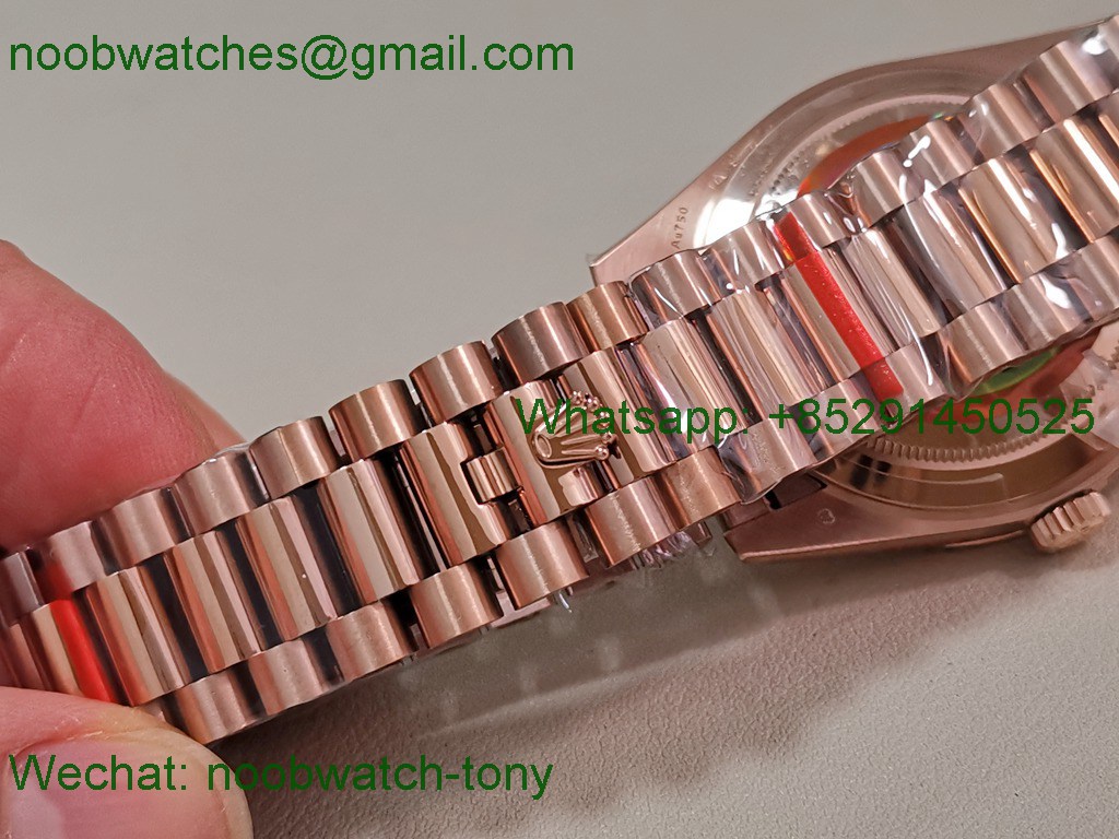 Replica Rolex DayDate 40mm Rose Gold QF Best SuperCLone Brown Diamond Dial V5 Gain Weight Heavy