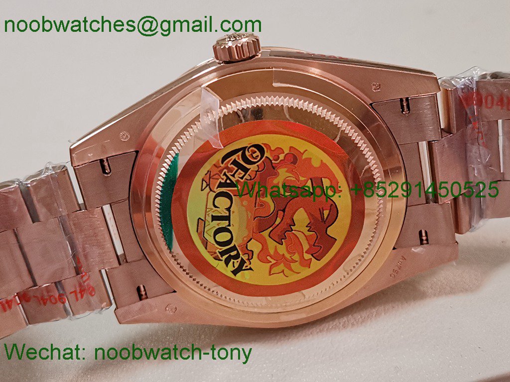 Replica Rolex DayDate 40mm Rose Gold QF Best SuperCLone Brown Diamond Dial V5 Gain Weight Heavy