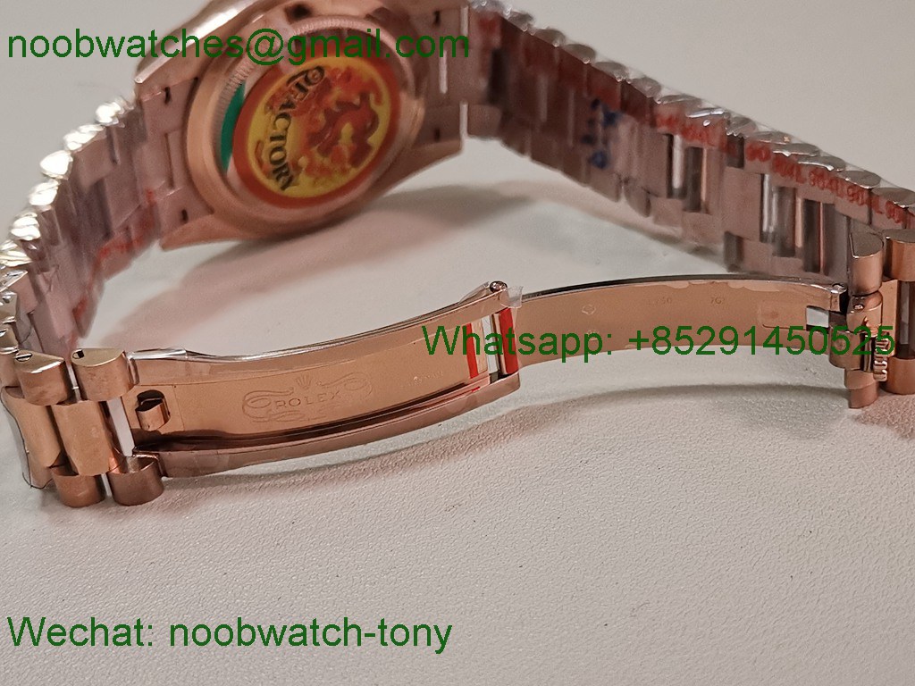 Replica Rolex DayDate 40mm Rose Gold QF Best SuperCLone Brown Diamond Dial V5 Gain Weight Heavy