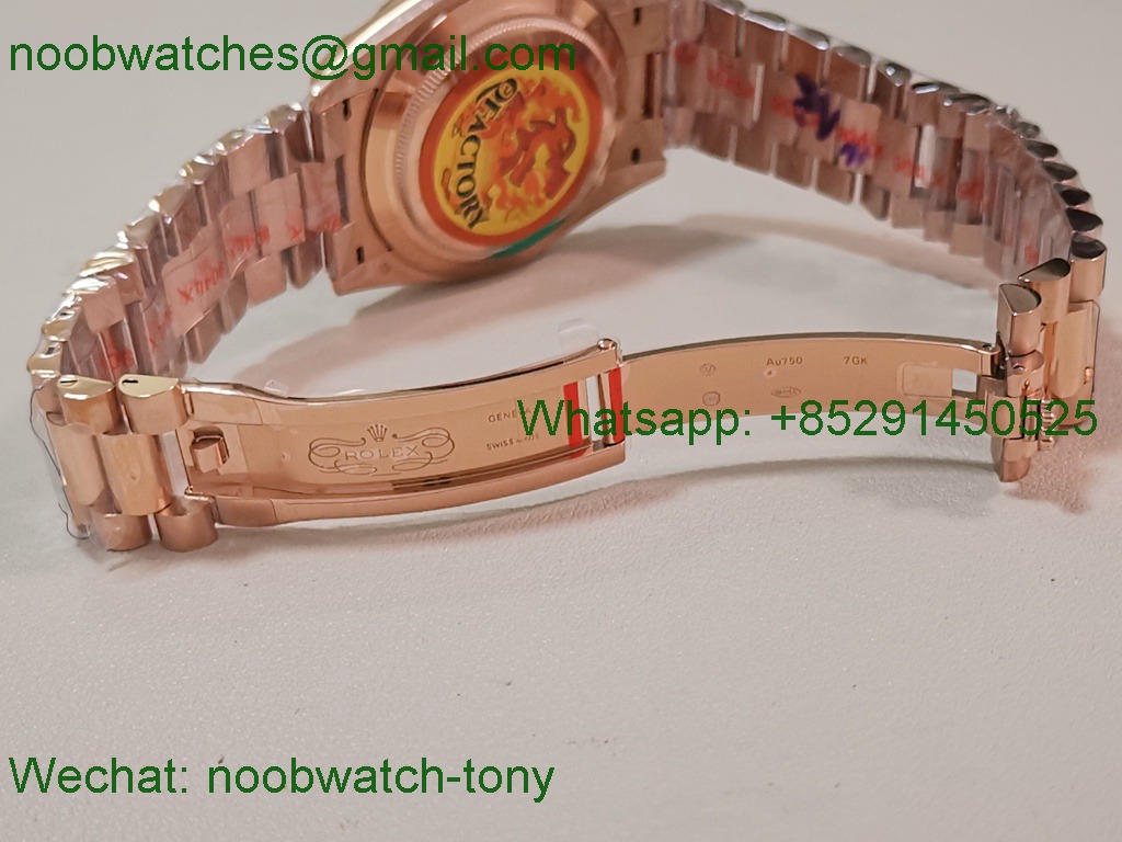 Replica Rolex DayDate 40mm Rose Gold QF Best SuperCLone Silver Diamond Dial V5 Gain Weight Heavy