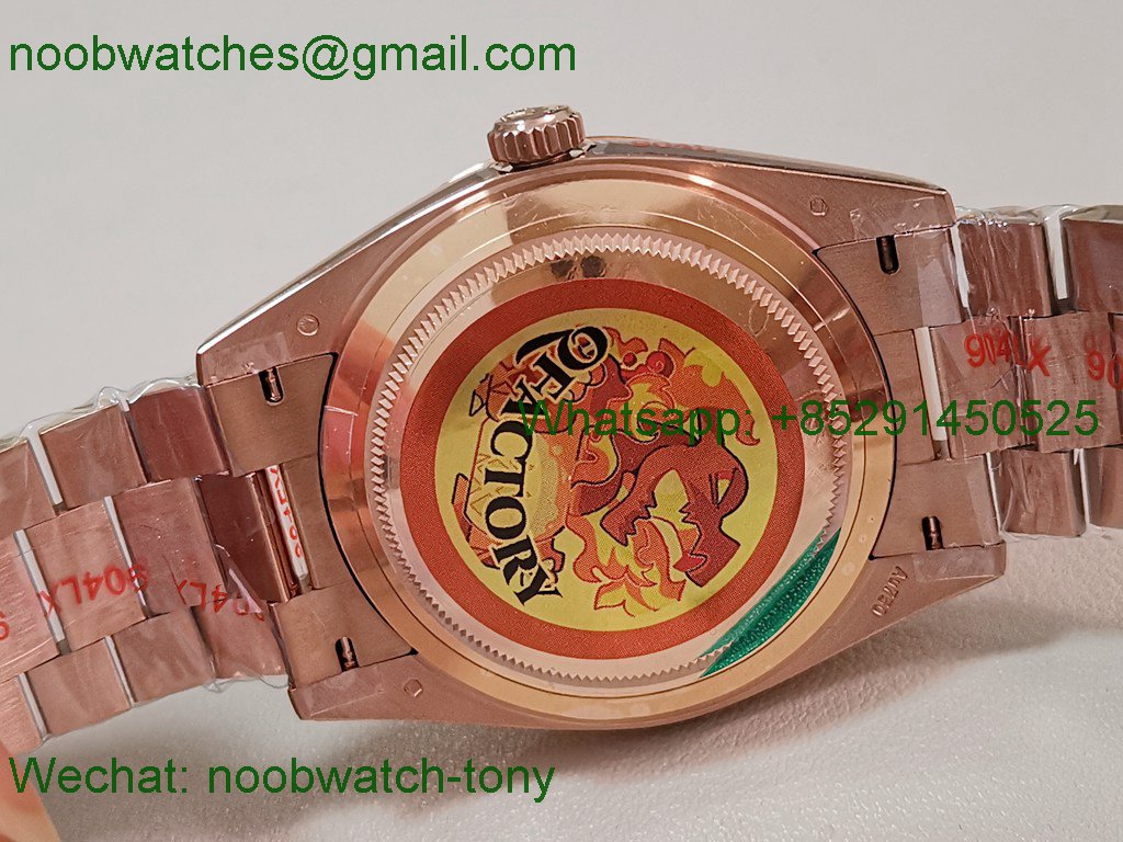 Replica Rolex DayDate 40mm Rose Gold QF Best SuperClone White Dial Diamond Bezel V5 Gain Weight Heavy