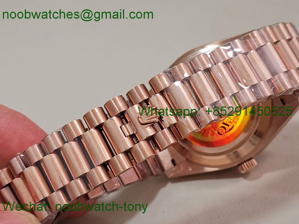 Replica Rolex DayDate 40mm Rose Gold QF Best SuperClone White Dial Diamond Bezel V5 Gain Weight Heavy