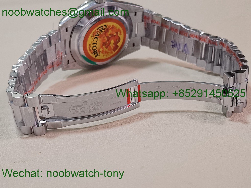 Replica Rolex DayDate 40mm QF Best SuperClone Silver Diamond Dial President A2836 V6 Heavy Gain Weight