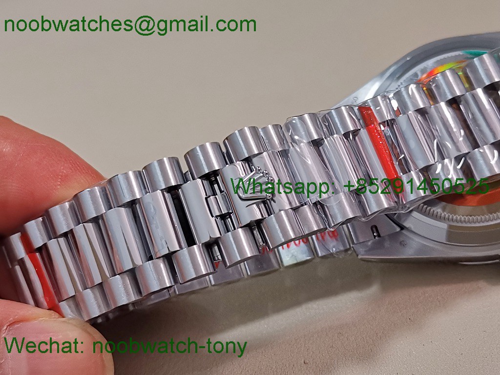 Replica Rolex DayDate 40mm QF Best SuperClone Silver Diamond Dial President A2836 V6 Heavy Gain Weight