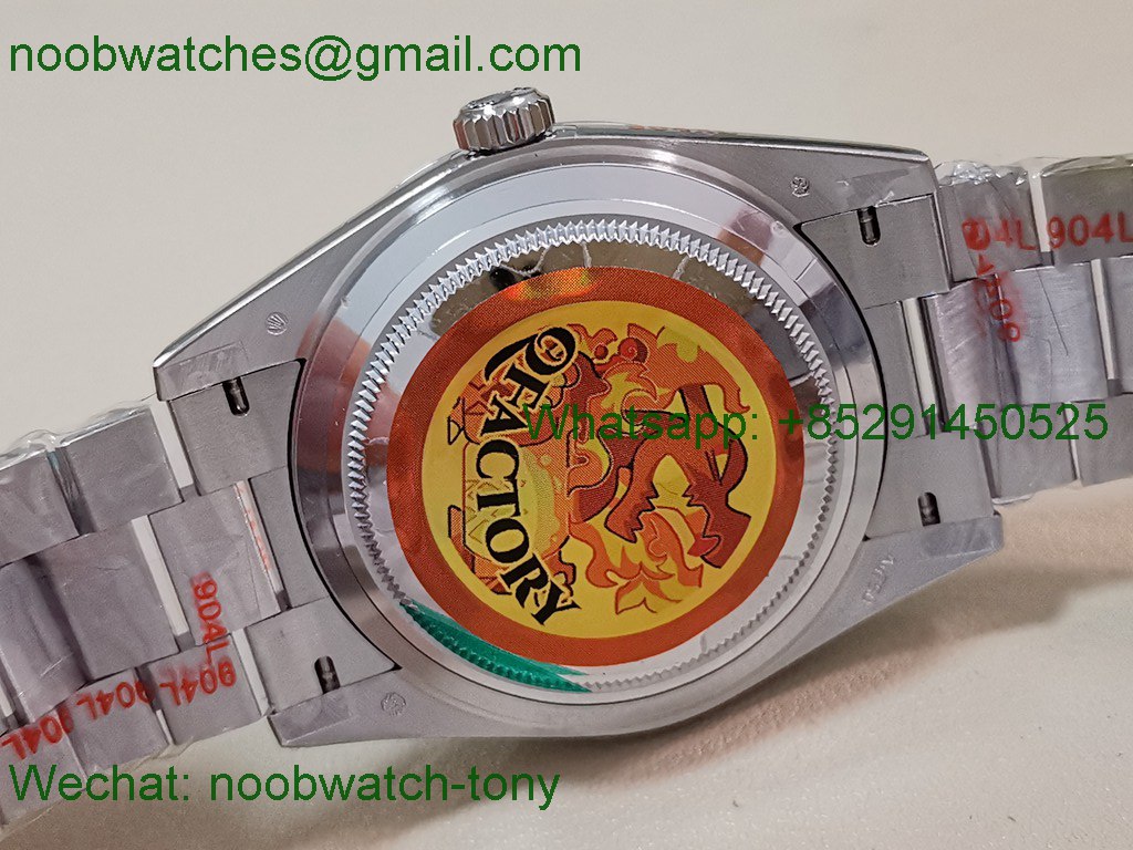 Replica Rolex DayDate 40mm QF Best SuperClone Silver Diamond Dial President A2836 V6 Heavy Gain Weight