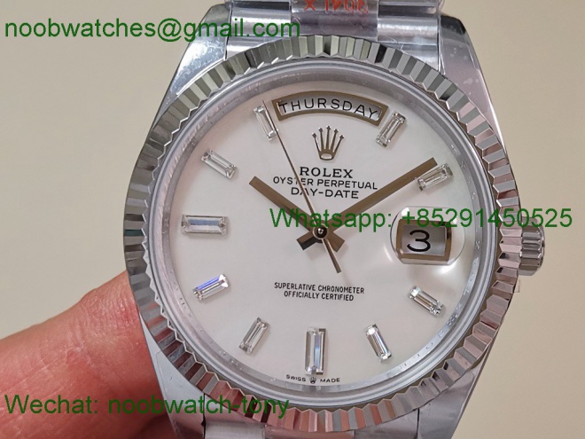 Replica Rolex DayDate 40mm QF Best SuperClone Mop Diamond Dial A2836 V6 Heavy Gain Weight
