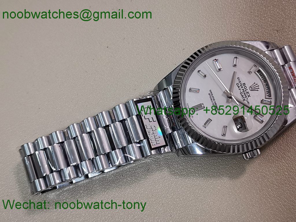 Replica Rolex DayDate 40mm QF Best SuperClone Mop Diamond Dial A2836 V6 Heavy Gain Weight