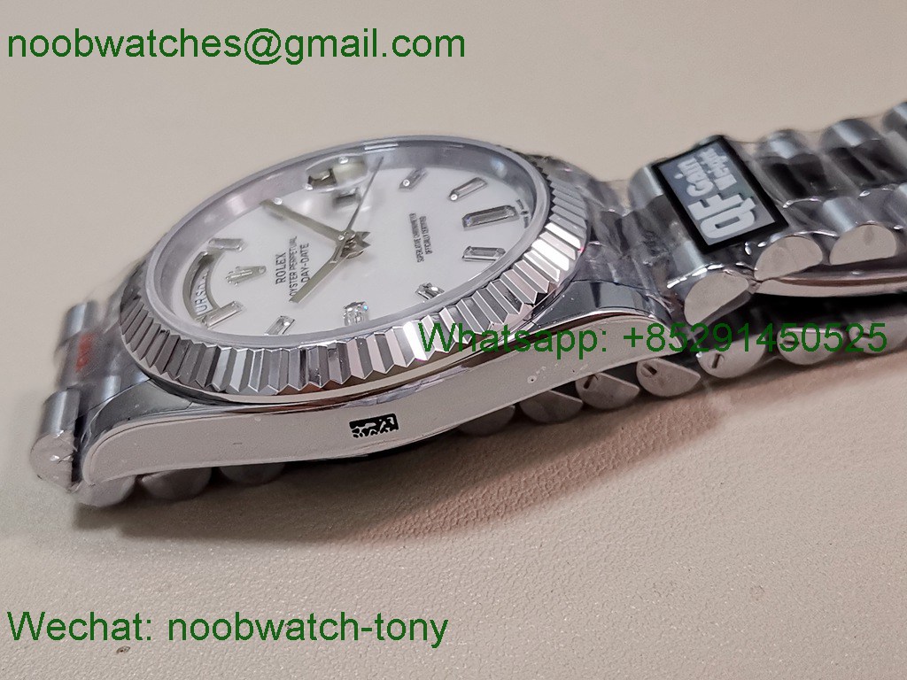 Replica Rolex DayDate 40mm QF Best SuperClone Mop Diamond Dial A2836 V6 Heavy Gain Weight