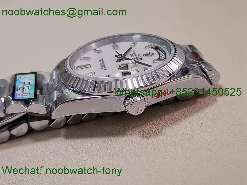 Replica Rolex DayDate 40mm QF Best SuperClone Mop Diamond Dial A2836 V6 Heavy Gain Weight