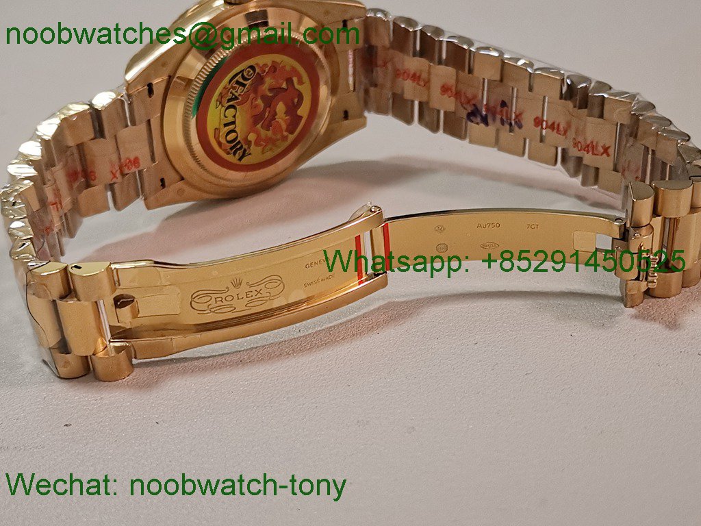 Replica Rolex DayDate 40mm Yellow Gold QF Best SuperClone Green Dial President A2836 V5 Gain Weight Heavy