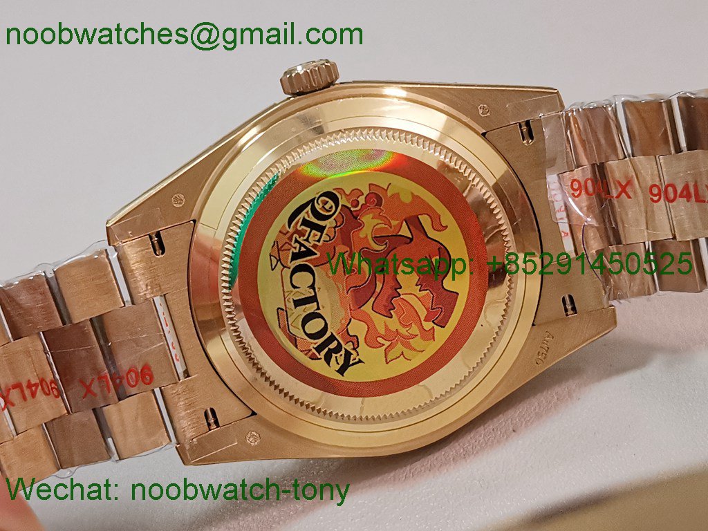 Replica Rolex DayDate 40mm Yellow Gold QF Best SuperClone Green Dial President A2836 V5 Gain Weight Heavy