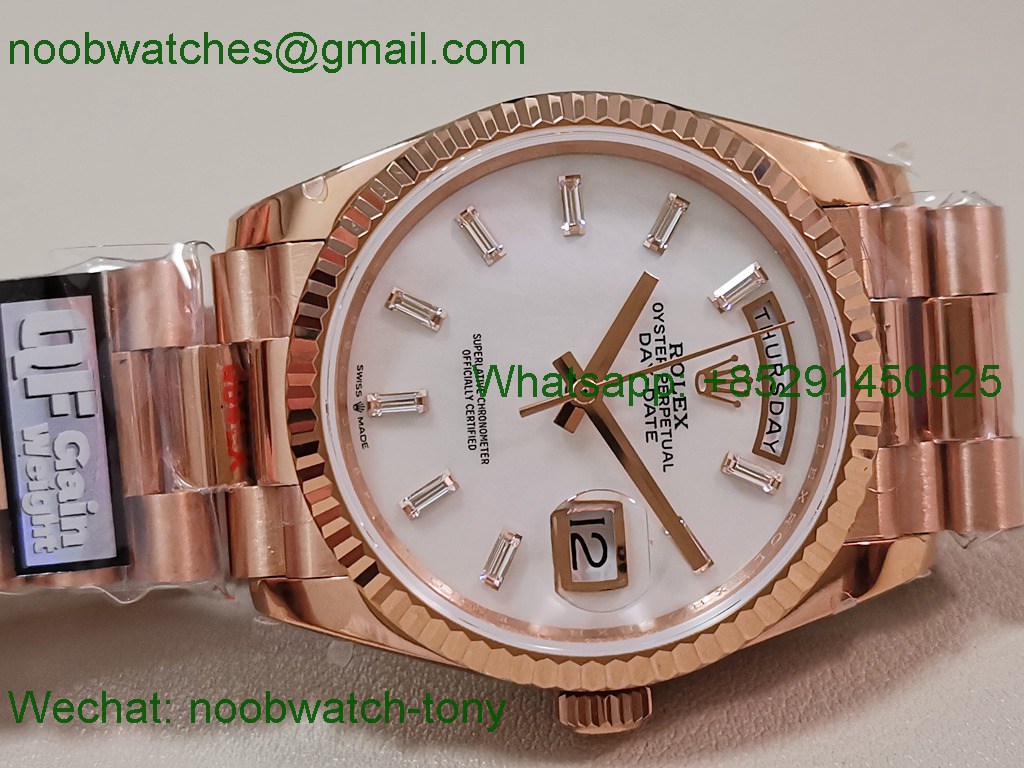 Replica Rolex DayDate 40mm Rose Gold QF Best SuperCLone MOP Diamond Dial V5 Gain Weight Heavy