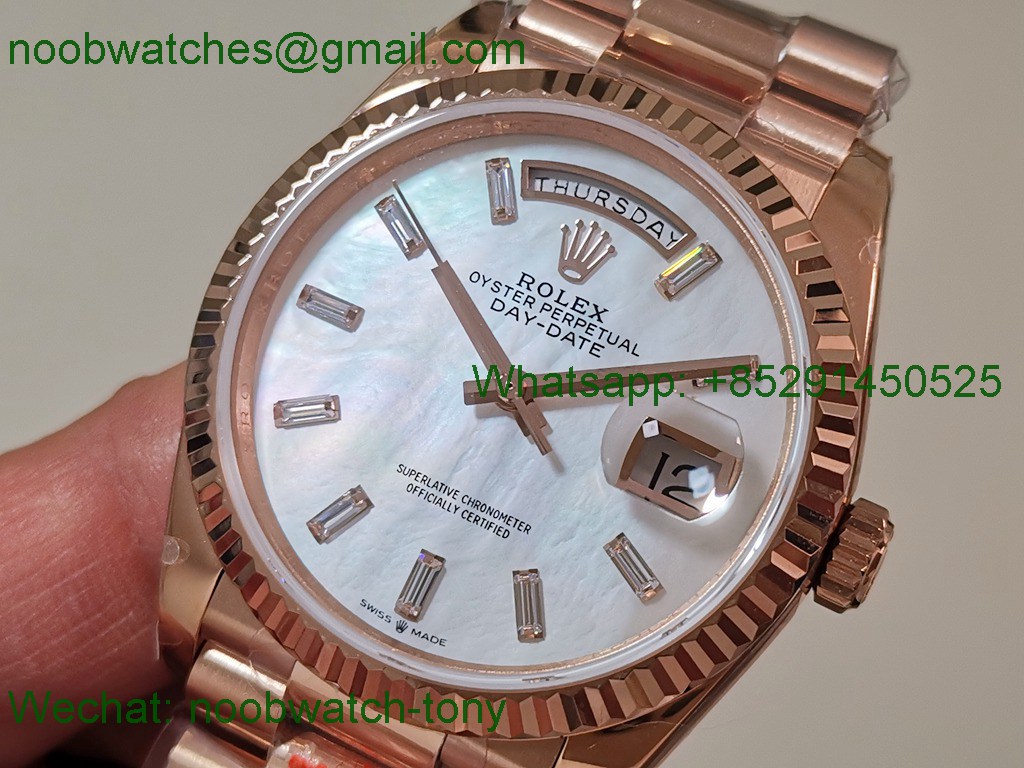 Replica Rolex DayDate 40mm Rose Gold QF Best SuperCLone MOP Diamond Dial V5 Gain Weight Heavy