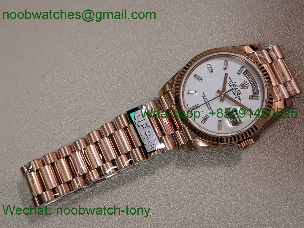 Replica Rolex DayDate 40mm Rose Gold QF Best SuperCLone MOP Diamond Dial V5 Gain Weight Heavy