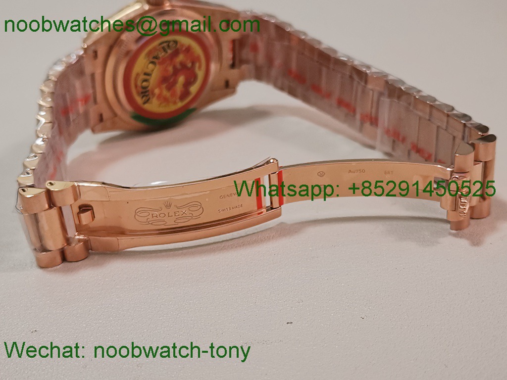 Replica Rolex DayDate 40mm Rose Gold QF Best SuperCLone MOP Diamond Dial V5 Gain Weight Heavy