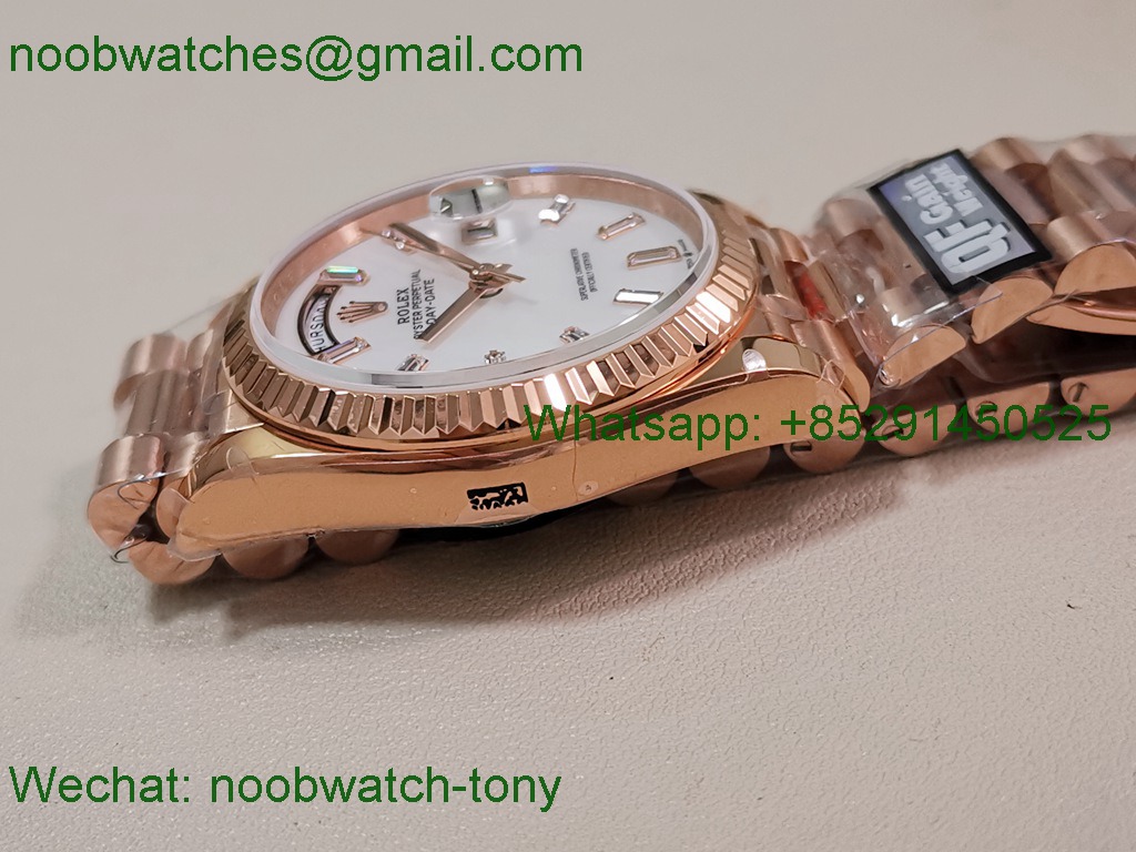 Replica Rolex DayDate 40mm Rose Gold QF Best SuperCLone MOP Diamond Dial V5 Gain Weight Heavy