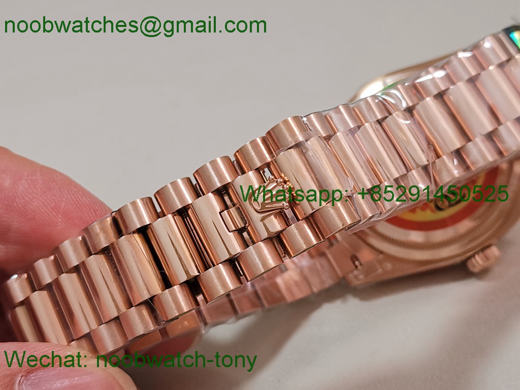 Replica Rolex DayDate 40mm Rose Gold QF Best SuperCLone MOP Diamond Dial V5 Gain Weight Heavy