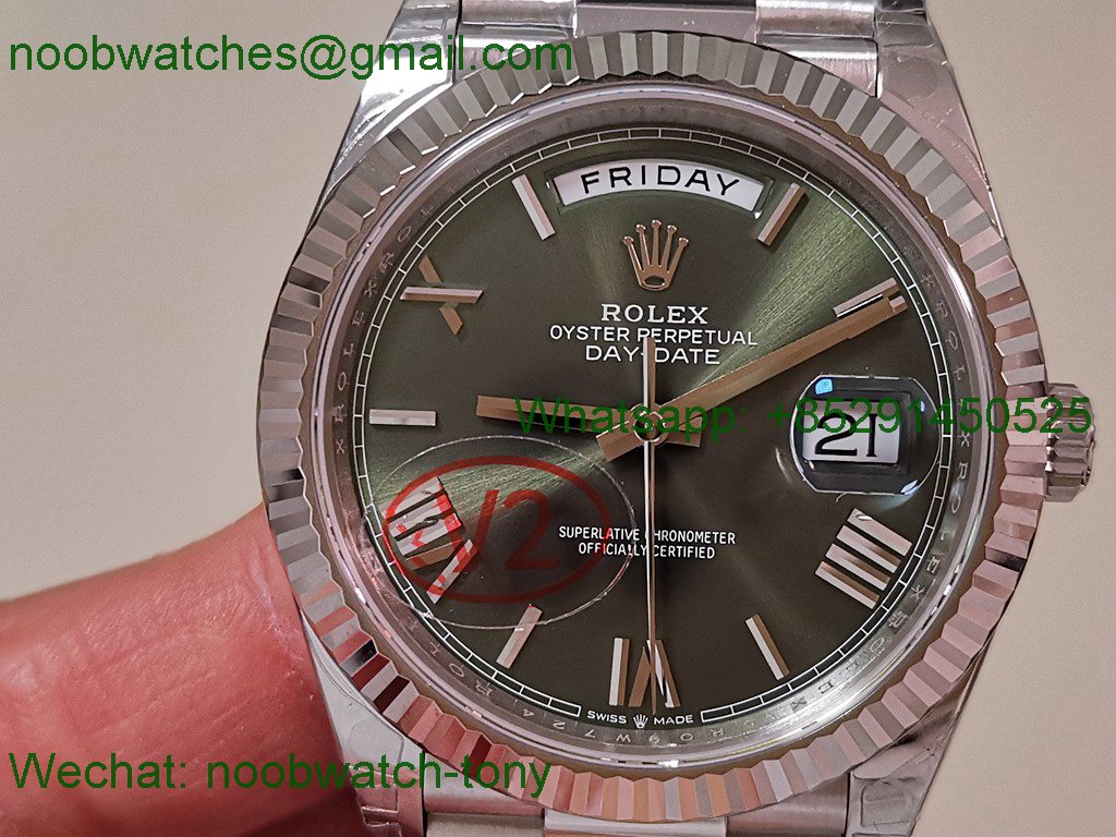 Replica Rolex DayDate 40mm 228239 VSF 1:1 Best SuperClone Green Roman Dial President Bracelet VS3255 V2