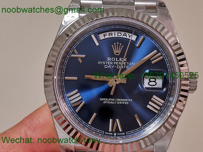 Replica Rolex DayDate 40mm 228239 VSF 1:1 Best SuperClone Blue Roman Dial President Bracelet VS3255 V2