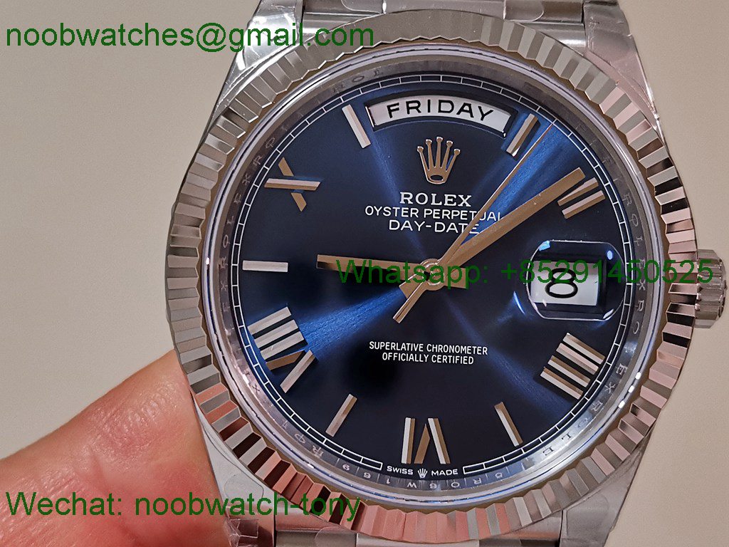 Replica Rolex DayDate 40mm 228239 VSF 1:1 Best SuperClone Blue Roman Dial President Bracelet VS3255 V2