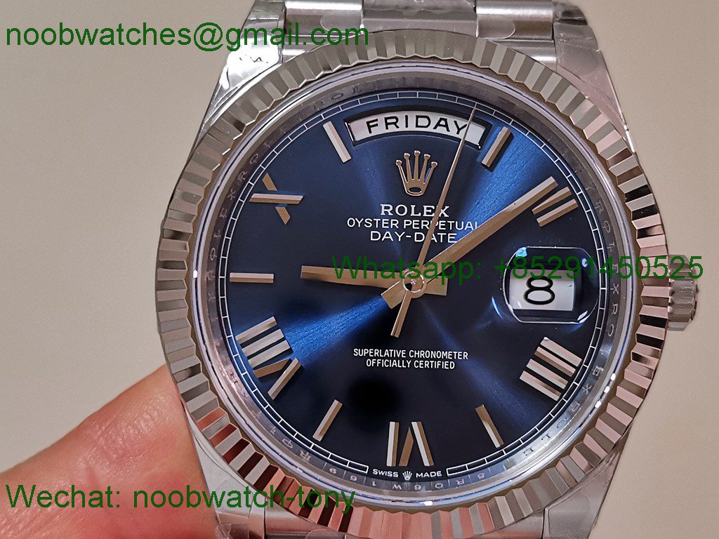 Replica Rolex DayDate 40mm 228239 VSF 1:1 Best SuperClone Blue Roman Dial President Bracelet VS3255 V2