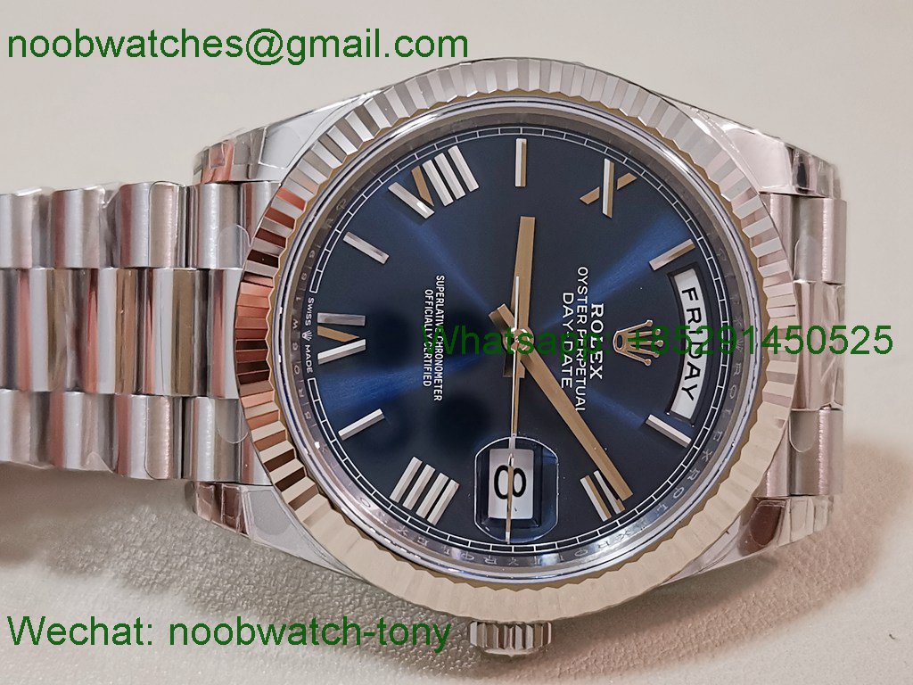 Replica Rolex DayDate 40mm 228239 VSF 1:1 Best SuperClone Blue Roman Dial President Bracelet VS3255 V2