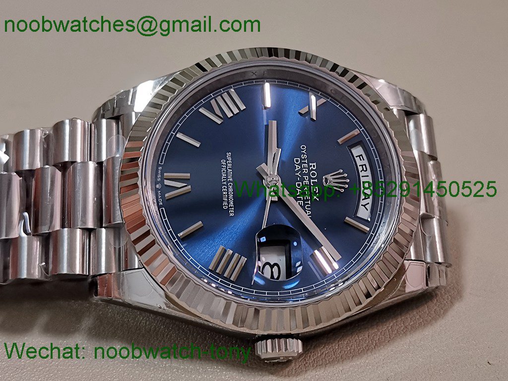 Replica Rolex DayDate 40mm 228239 VSF 1:1 Best SuperClone Blue Roman Dial President Bracelet VS3255 V2