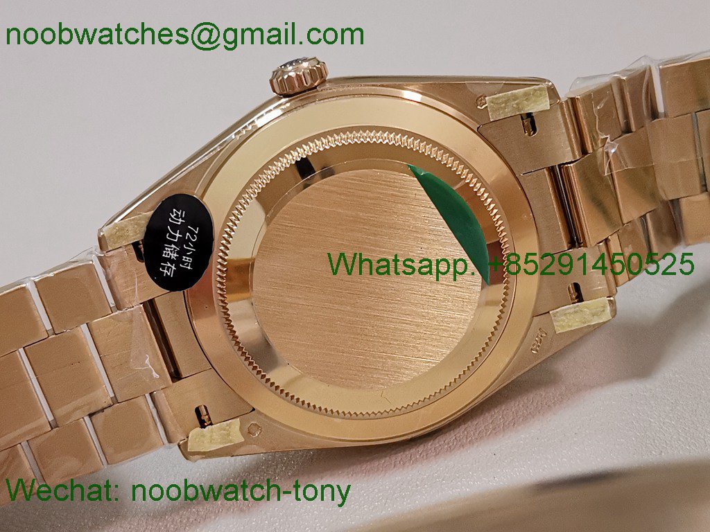 Replica Rolex DayDate 40mm Yellow Gold CBDF 1:1 Best SuperClone Green Ombre Roman Dial VR3255 Heavy Gain Weight 210g 