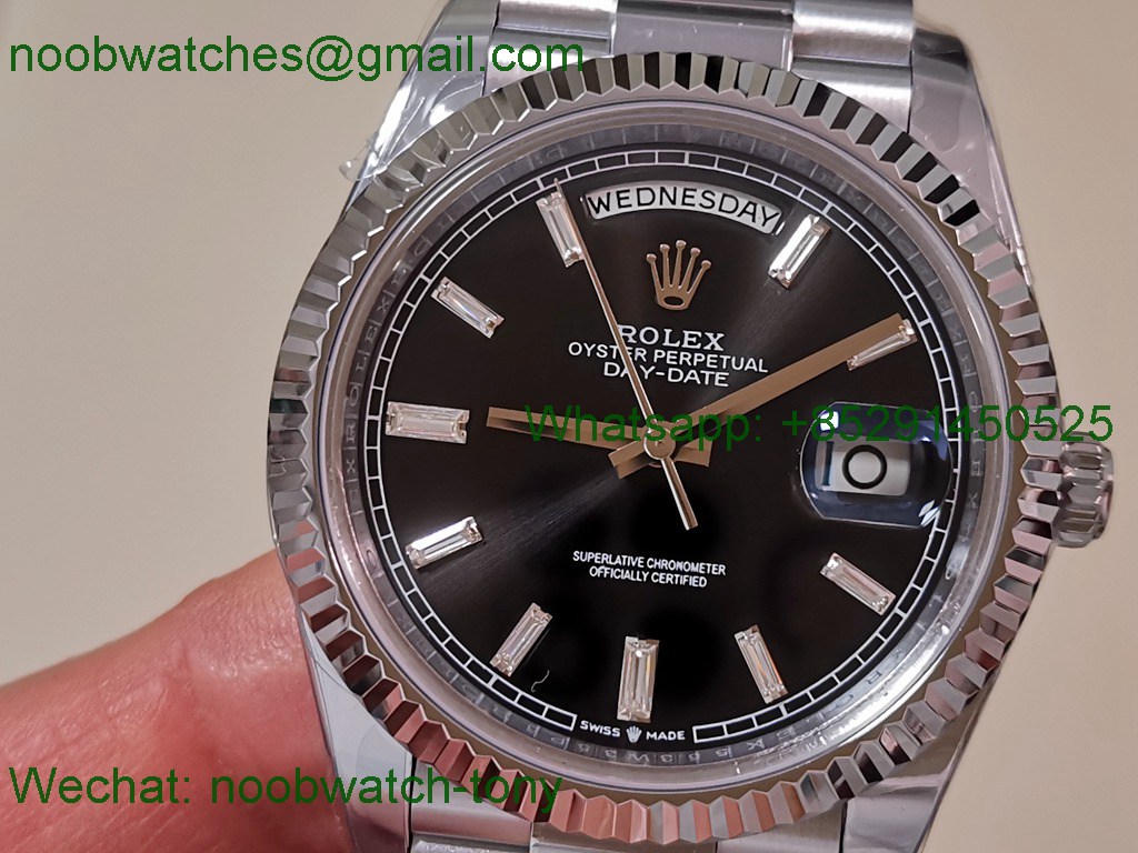 Replica Rolex DayDate 40mm CBDF 1:1 Best SuperClone Black Diamond Dial VR3255 Heavy Gain Weight 210g
