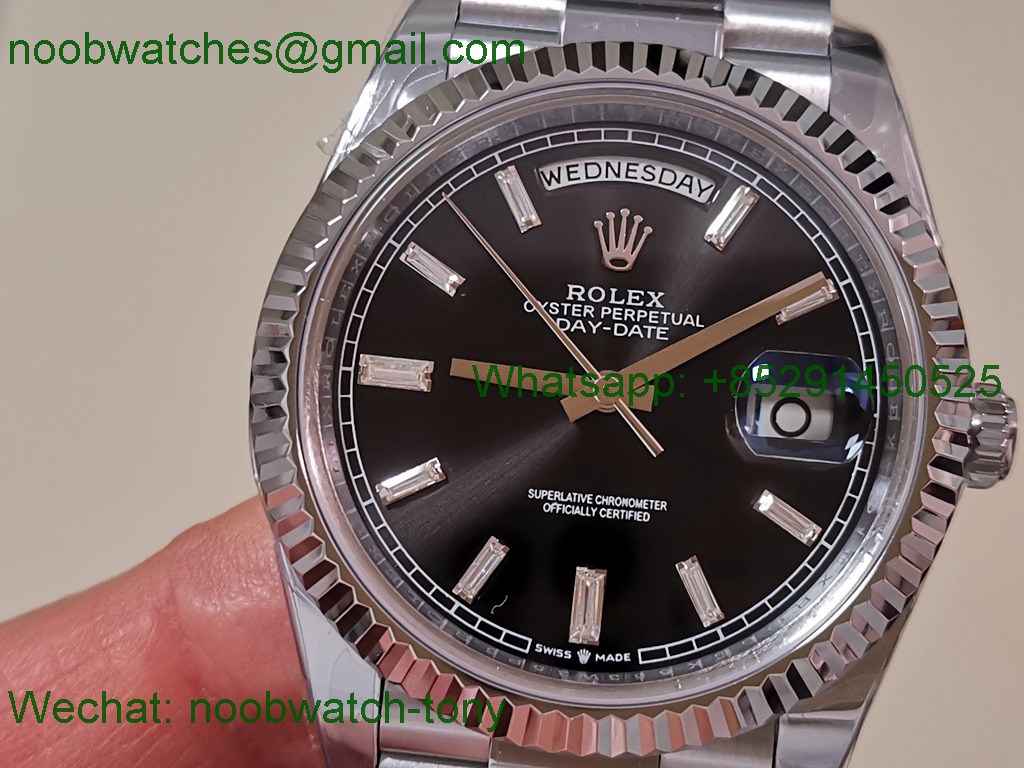 Replica Rolex DayDate 40mm CBDF 1:1 Best SuperClone Black Diamond Dial VR3255 Heavy Gain Weight 210g