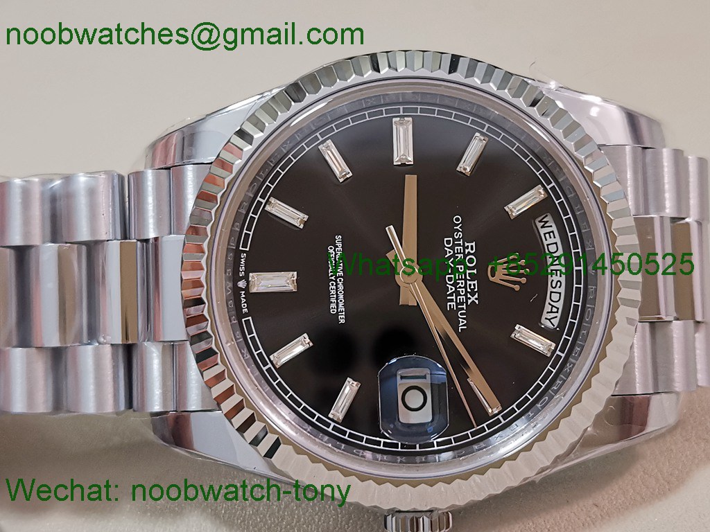 Replica Rolex DayDate 40mm CBDF 1:1 Best SuperClone Black Diamond Dial VR3255 Heavy Gain Weight 210g